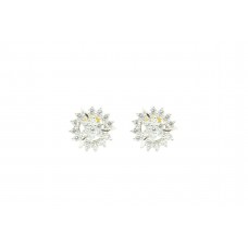 Women's Ear tops studs Earrings White Gold Plated white Zircon round Stone..